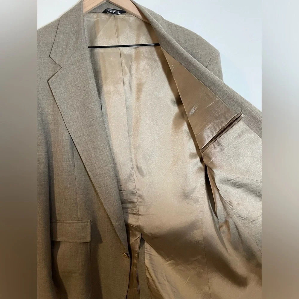 Wynbrooke Younkers Tan Blazer Suit Jacket Mens Size 42 Vintage Made in USA